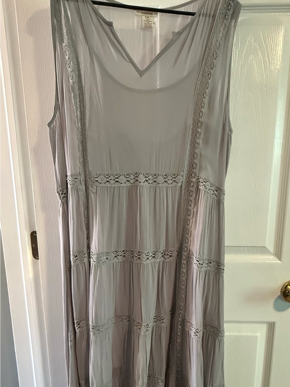 Sundance Light Gray Lace-Trim Maxi Dress